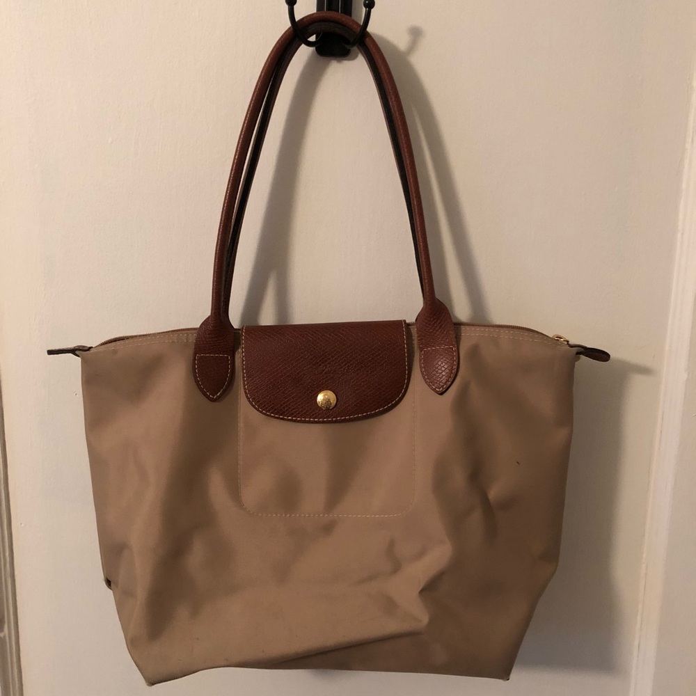 Beige Le Pliage Longchamp Tote